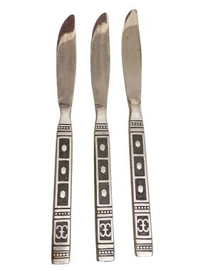 Vintage Stainless Three Piece Knives Flatware Set Taiwan.